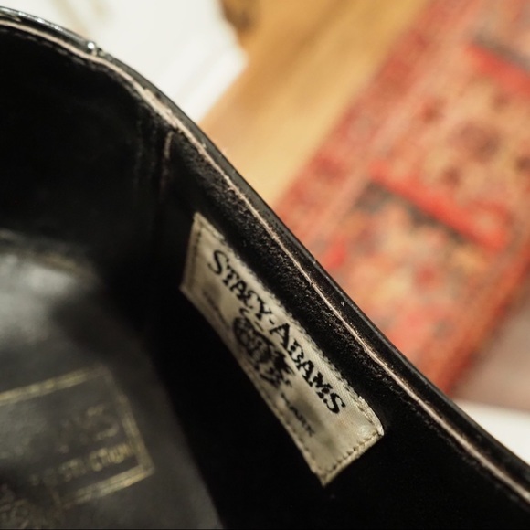 Stacy Adams sz 10D black leather suede wingtip derby shoes - Picture 8 of 16